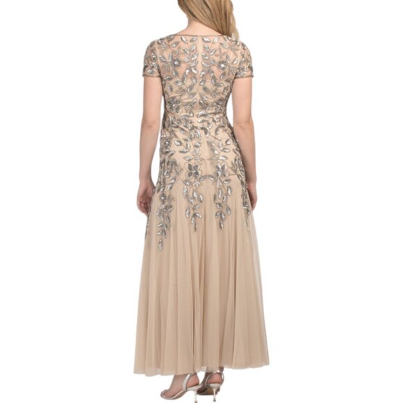 ADRIANNA PAPELL Short Sleeve Beaded Gown - Picture 2 of 3